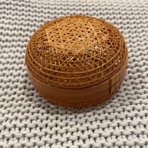 Vintage Asian 1950's Mid Century Modern Rattan Wicker Bamboo Woven Basket Box